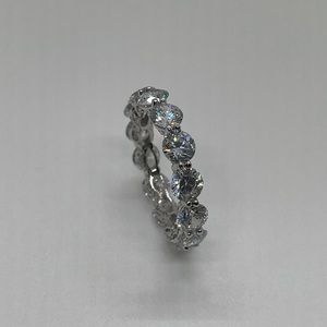 Sterling Silver and Cubic Zirconia Round Eternity Band/ Size 8.25